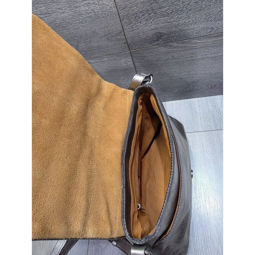Patricia Nash Mili Leather Medium Flap Crossbody gray bag B000623
